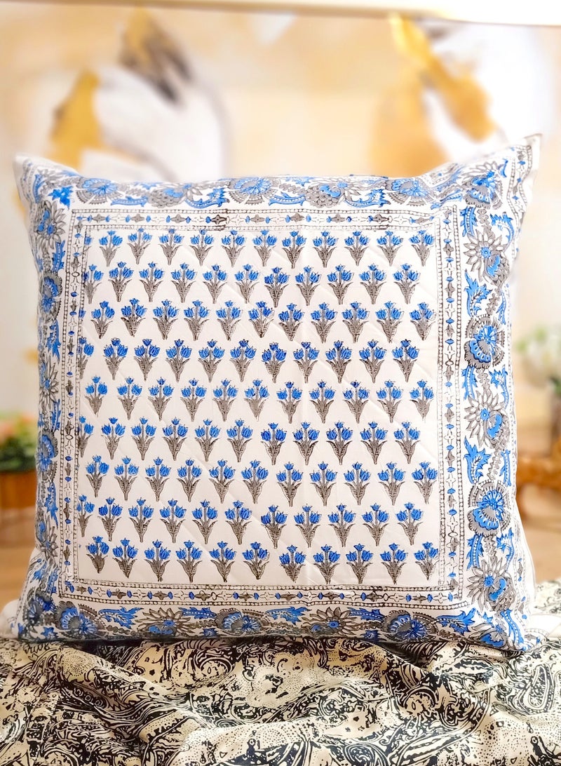 أوجريا غطاء وسادة مبطّن من القطن العضوي غير المسبّب للحساسية نيلي نيلي ، 65 سم × 65 سم - Image 3