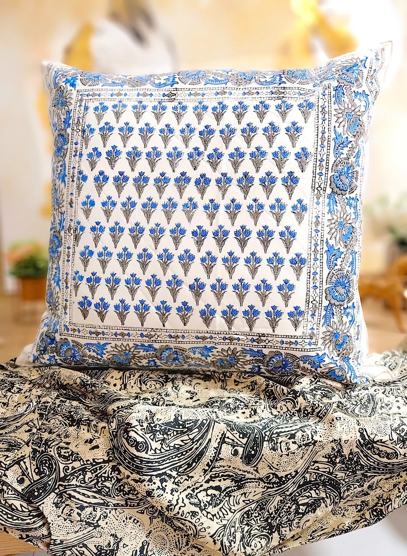 أوجريا غطاء وسادة مبطّن من القطن العضوي غير المسبّب للحساسية نيلي نيلي ، 65 سم × 65 سم - Image 2