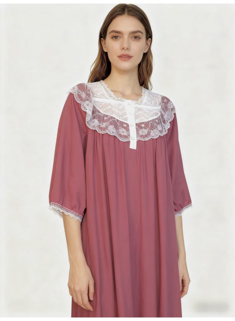 Orchid Women Lace Long-Sleeved Sleepshirt-Princess Style Home Wear - Image 1