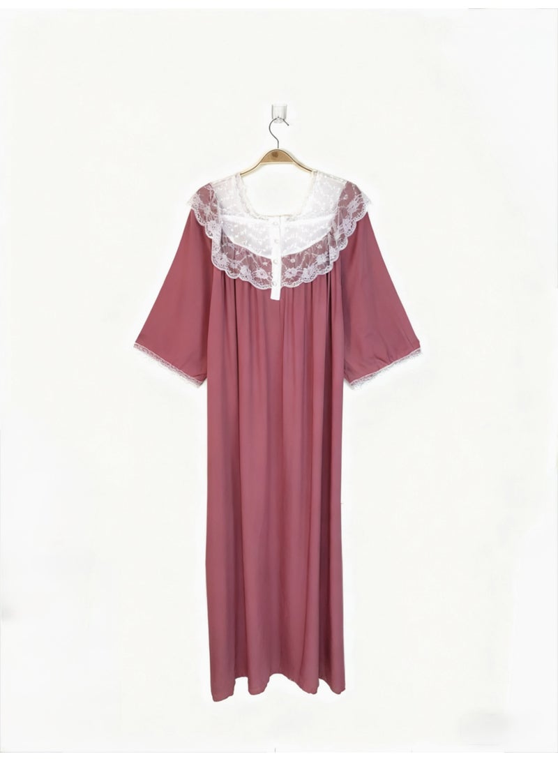 Orchid Women Lace Long-Sleeved Sleepshirt-Princess Style Home Wear - Image 2