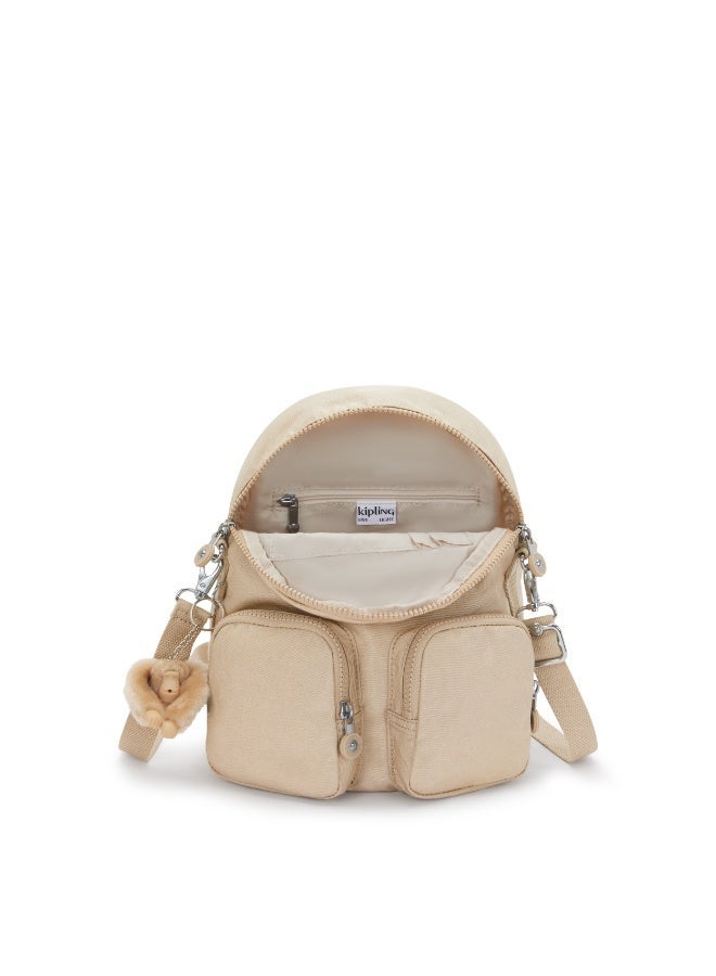 kipling Firefly Up Small backpack convertible to shoulder bag Sparkled Beige - Image 5