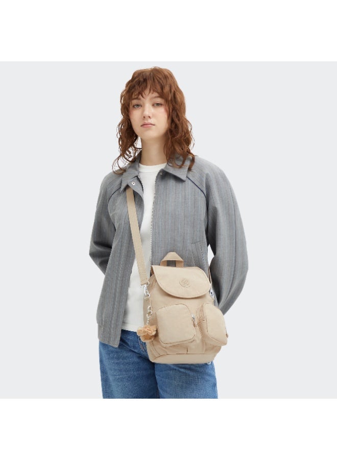 kipling Firefly Up Small backpack convertible to shoulder bag Sparkled Beige - Image 3