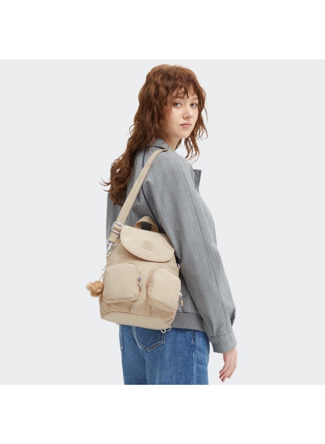 kipling Firefly Up Small backpack convertible to shoulder bag Sparkled Beige - Image 4