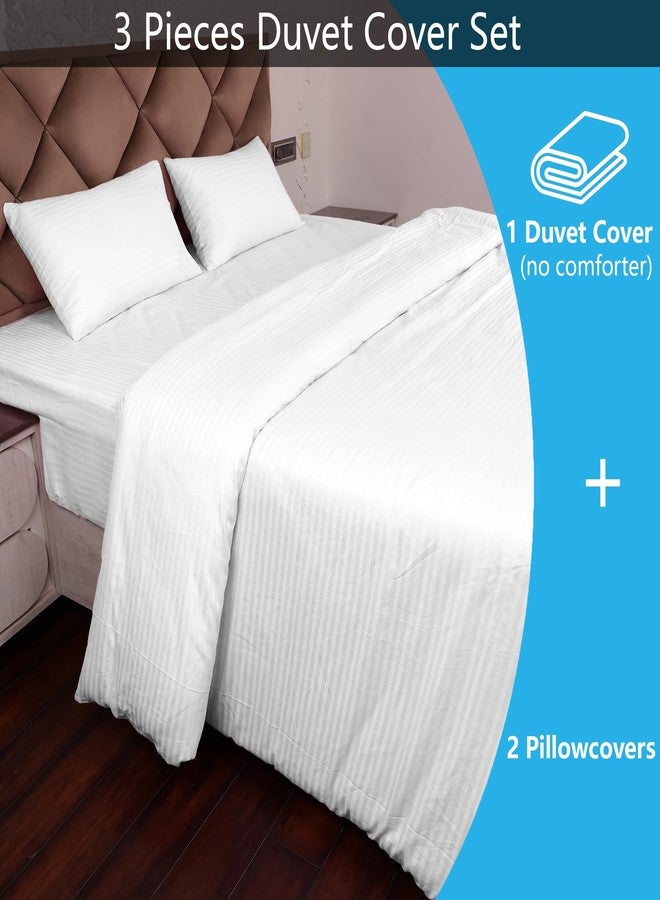 AVI Duvet Cover - King Size - Premium Cotton - Duvet/Quilt/Comforter Cover- 91 x 101 inches with 2 Pillow Covers (White) - Image 5