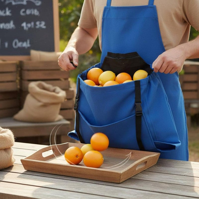 Quick Release Harvesting Apron Adjustable Straps Fruit Picking Apron Waterproof Gardening Gear for Gardeners, Farmers, Orchard, Farm, Array, Blue - Image 2
