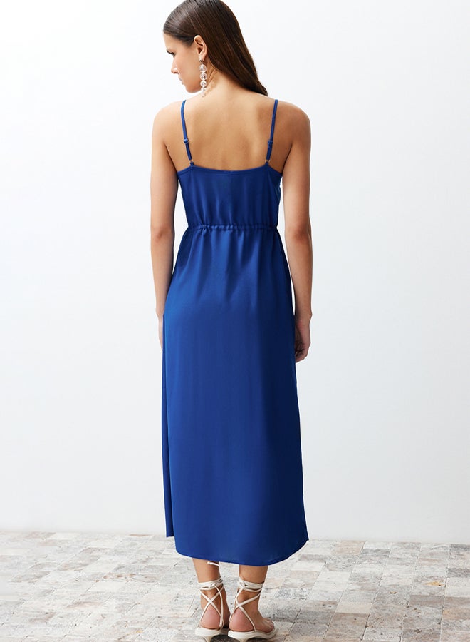 trendyol A-Cut Embroidery V-Neck Midi Woven Dress TWOSS23EL01431 - Image 5