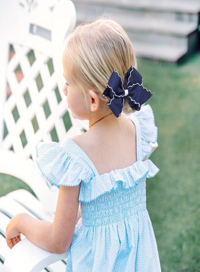 OAOLEER 5” 2PCS Hair Bows for Girls, Navy Grosgrain Ribbon Bows Hair Alligator Clips Hair Accessories for Girls Infants Toddlers Kids Teens Children (Navy) - Image 2