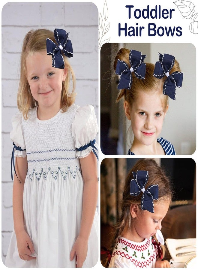 OAOLEER 5” 2PCS Hair Bows for Girls, Navy Grosgrain Ribbon Bows Hair Alligator Clips Hair Accessories for Girls Infants Toddlers Kids Teens Children (Navy) - Image 4