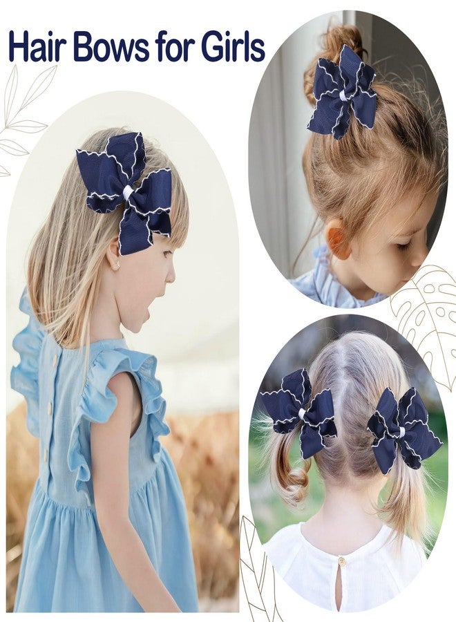 OAOLEER 5” 2PCS Hair Bows for Girls, Navy Grosgrain Ribbon Bows Hair Alligator Clips Hair Accessories for Girls Infants Toddlers Kids Teens Children (Navy) - Image 5