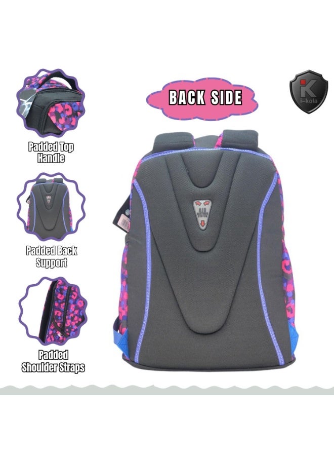 i-kola Purple Black 18" School Bag | School Backpack For Teenagers | 3 Compartments | PVC Material | School Bags | Backpack For School | School Bag For Boys | School Bag For Girls(I-70018 18BP) - Image 3