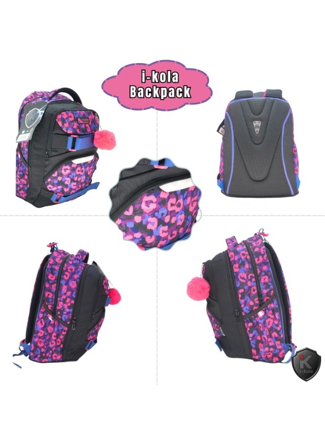 i-kola Purple Black 18" School Bag | School Backpack For Teenagers | 3 Compartments | PVC Material | School Bags | Backpack For School | School Bag For Boys | School Bag For Girls(I-70018 18BP) - Image 4