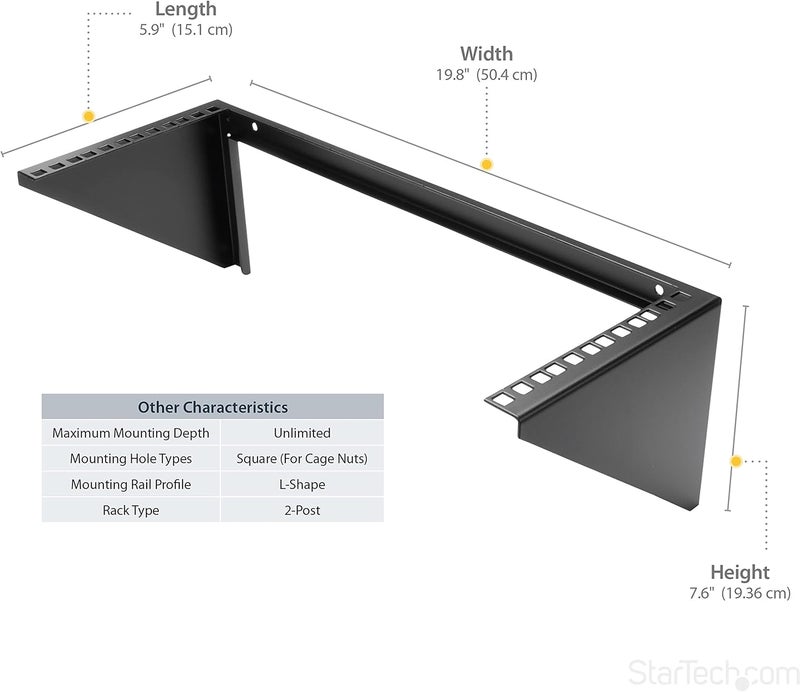 StarTech .com 4U Wall Mount Patch Panel Bracket - 19 inch Steel Vertical Mounting Rack for Network and Data Equipment, TAA (RK419WALLV) - Image 2