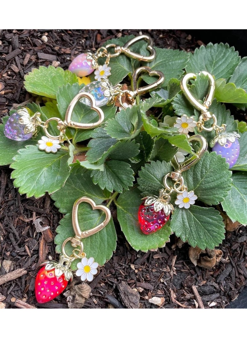 Cute Strawberry Bag Charms Keychain, Purse Accessories Charm for Women Handbags, Kawaii Car Key Chain  - Image 2