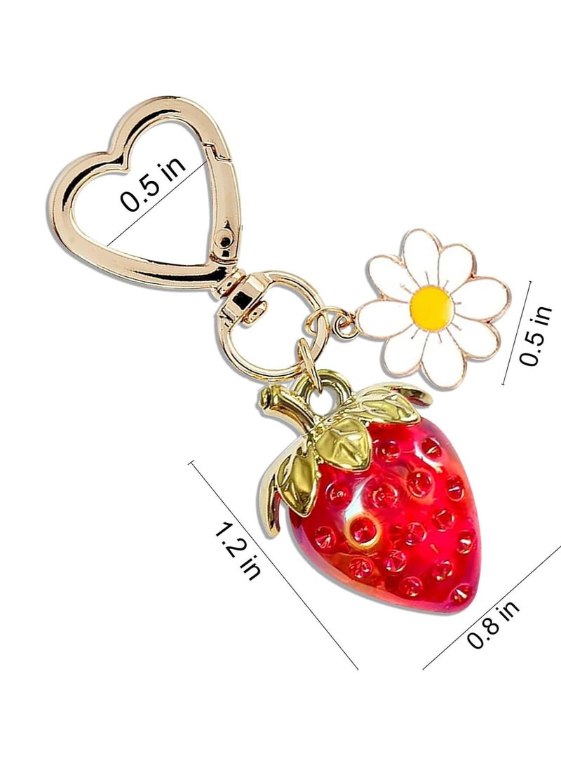 Cute Strawberry Bag Charms Keychain, Purse Accessories Charm for Women Handbags, Kawaii Car Key Chain  - Image 3