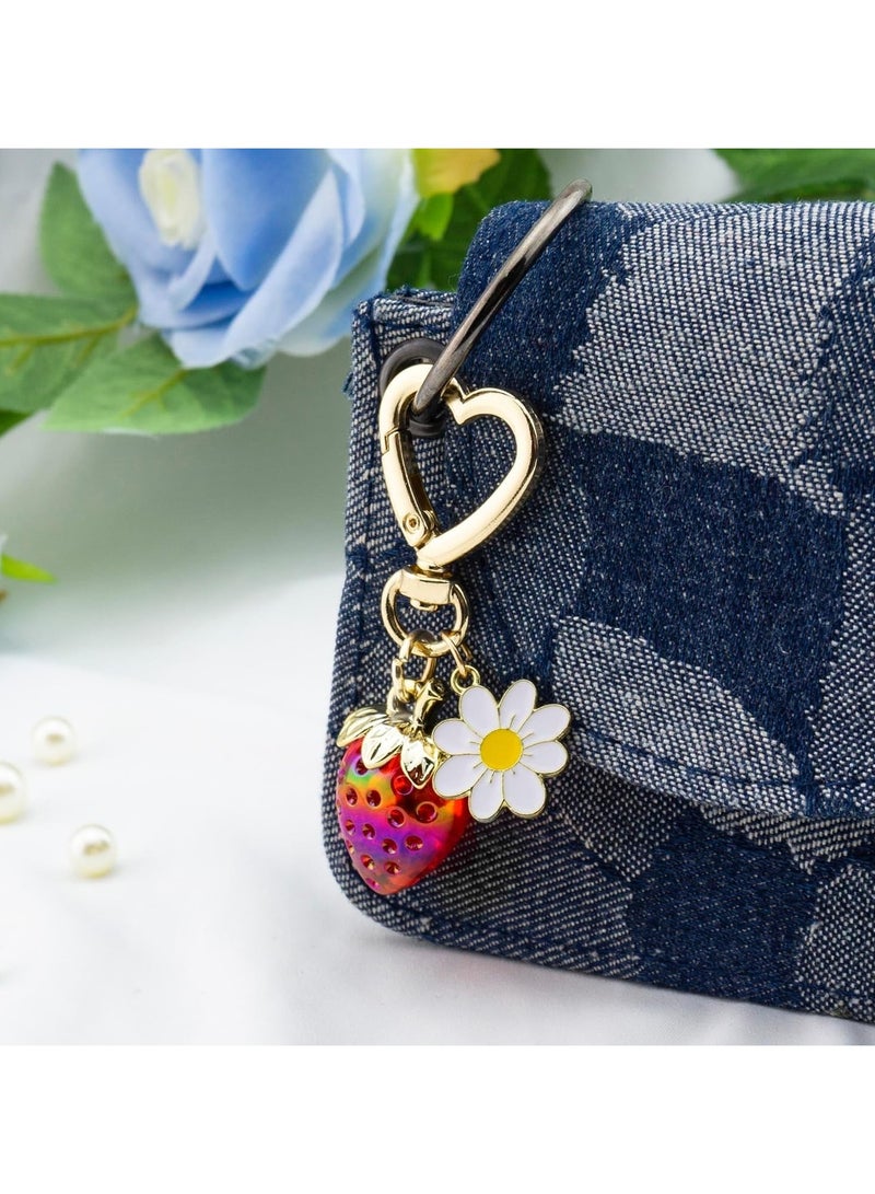 Cute Strawberry Bag Charms Keychain, Purse Accessories Charm for Women Handbags, Kawaii Car Key Chain  - Image 4