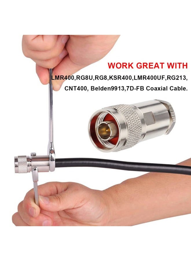 XRDS -RF N Male Connectors Clamp Plug Attach Adapter 50 ohm Rf Coaxial Connector for LMR400 /KMR400 Cable Belden 9913 RG8 Cable Pack of 2 Pieces - Image 4