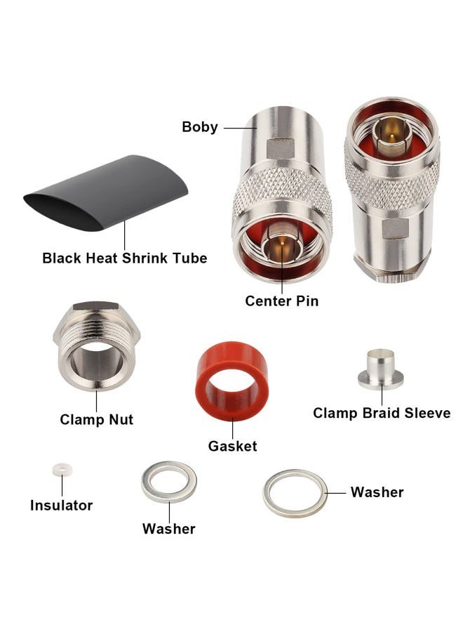 XRDS -RF N Male Connectors Clamp Plug Attach Adapter 50 ohm Rf Coaxial Connector for LMR400 /KMR400 Cable Belden 9913 RG8 Cable Pack of 2 Pieces - Image 5