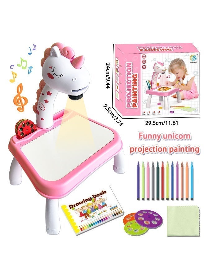Teeny Baby Children's drawing projector set, including drawing board, crayons and coloring book - Unicorn themed art and craft toy, suitable for girls aged 3 to 5 years. - Image 3