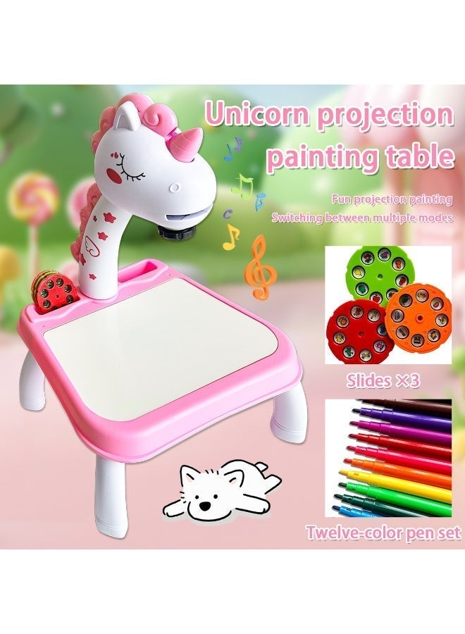 Teeny Baby Children's drawing projector set, including drawing board, crayons and coloring book - Unicorn themed art and craft toy, suitable for girls aged 3 to 5 years. - Image 2