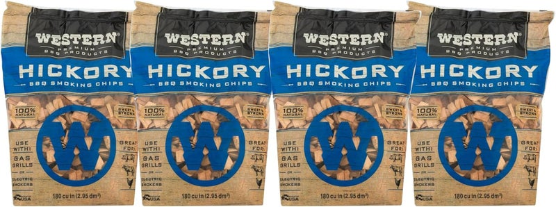 Western Hickory BBQ Smoking Chips – 100% Real Wood for Grilling & Smoking – Mildly Sweet, Rich Smoke Flavor – Perfect for Pork, Bacon, Sausage, Pork Shoulder, Chicken & Beef (Hickory) - Image 1