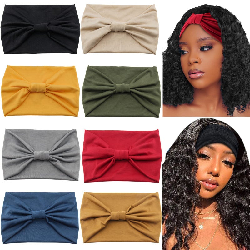 Yeshan Wide Headbands for Women Non Slip Turban Headband, Boho Elastic Headband Sweat Bands Yoga Hair Bands for Women's Hairï¼ŒPack of 8 - Image 1