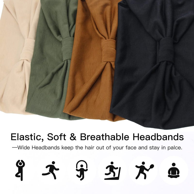 Yeshan Wide Headbands for Women Non Slip Turban Headband, Boho Elastic Headband Sweat Bands Yoga Hair Bands for Women's Hairï¼ŒPack of 8 - Image 4