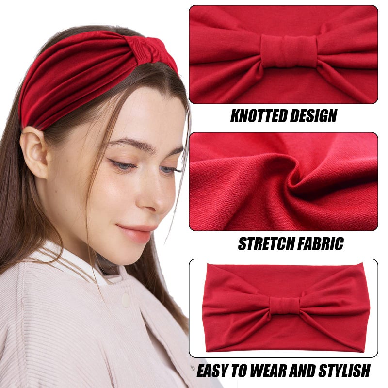 Yeshan Wide Headbands for Women Non Slip Turban Headband, Boho Elastic Headband Sweat Bands Yoga Hair Bands for Women's Hairï¼ŒPack of 8 - Image 3
