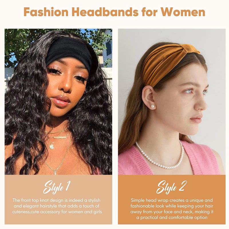 Yeshan Wide Headbands for Women Non Slip Turban Headband, Boho Elastic Headband Sweat Bands Yoga Hair Bands for Women's Hairï¼ŒPack of 8 - Image 5