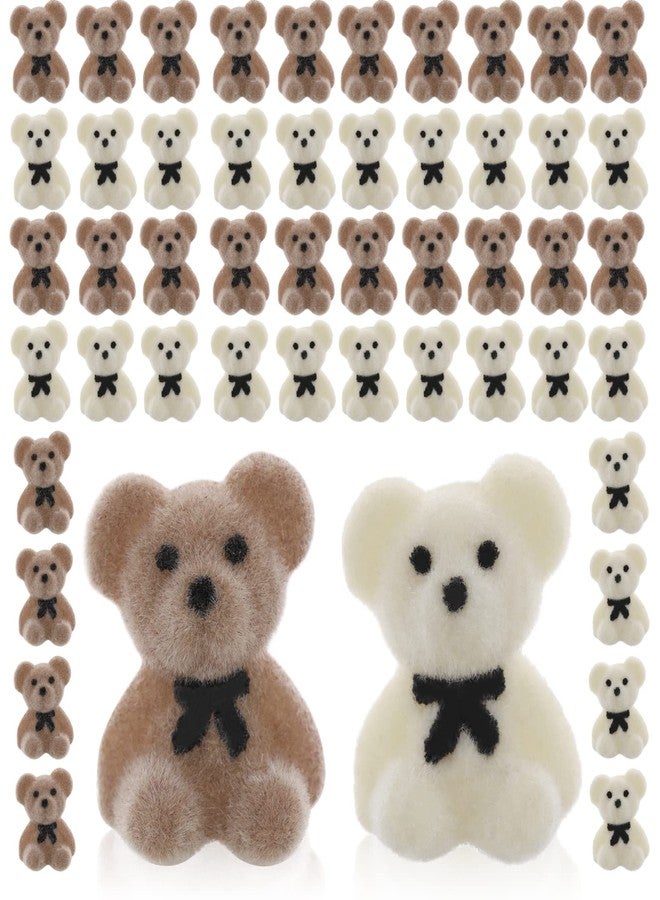Prasacco 50 Pcs Mini Bears Miniature Bears Tiny Bear Acrylic Mini Flocked Bears Plastic Small Bears Little Bears Flatback Bear Charm DIY Bear Accessory Decorations - Image 2