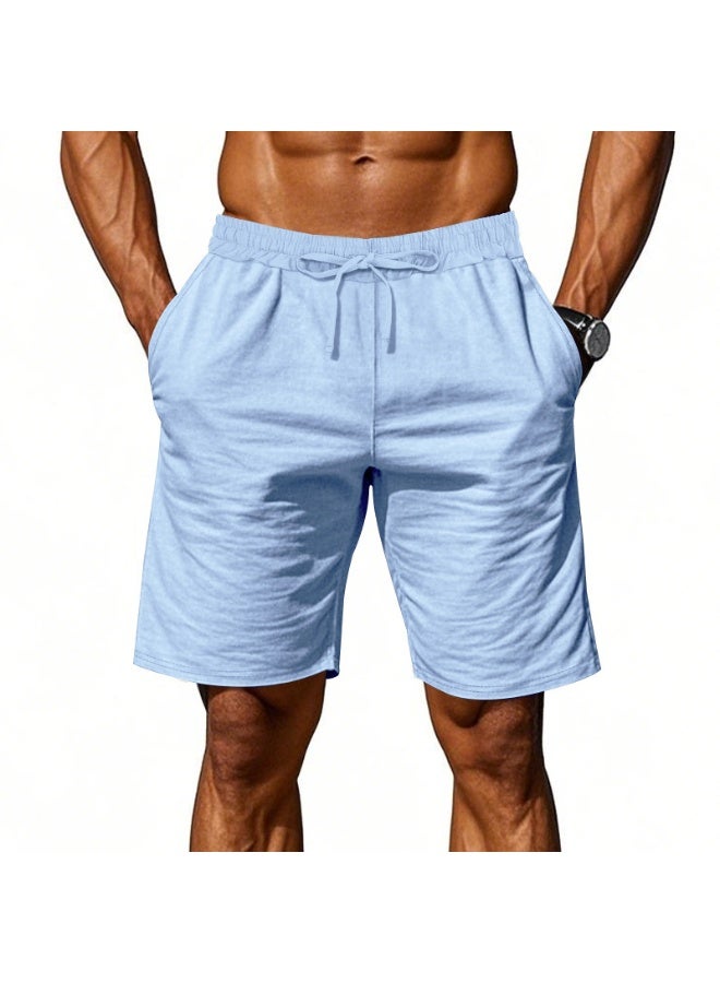 YUKE Men's athletic and casual shorts, comfortable drawstring pocket shorts, breathable summer shorts, stylish beach shorts, elastic waistband design, suitable for sports, running, fitness, ball sports and family wear. - Image 4