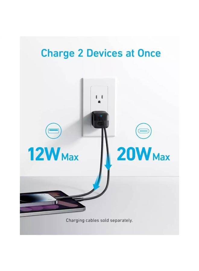 Anker 323 Charger 33W, 2 Port USB C, USB A Compact Charger with Foldable Plug - Image 3