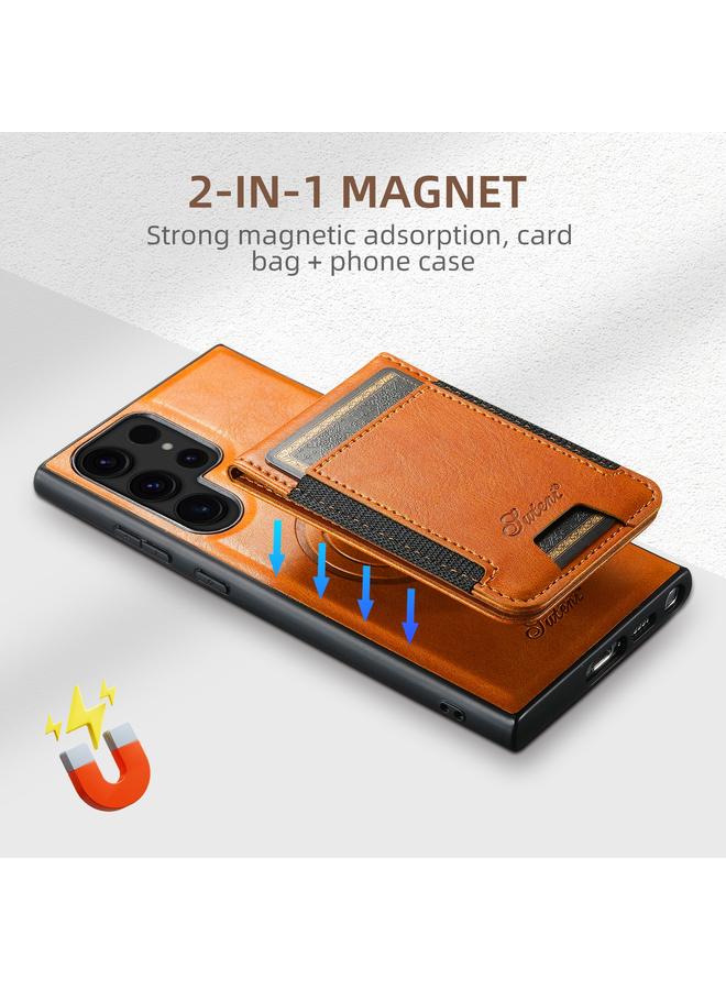Suteni Case For Samsung Galaxy S23 5G H17 Oil Eax Leather MagSafe Detachable Wallet Phone Case - Image 5
