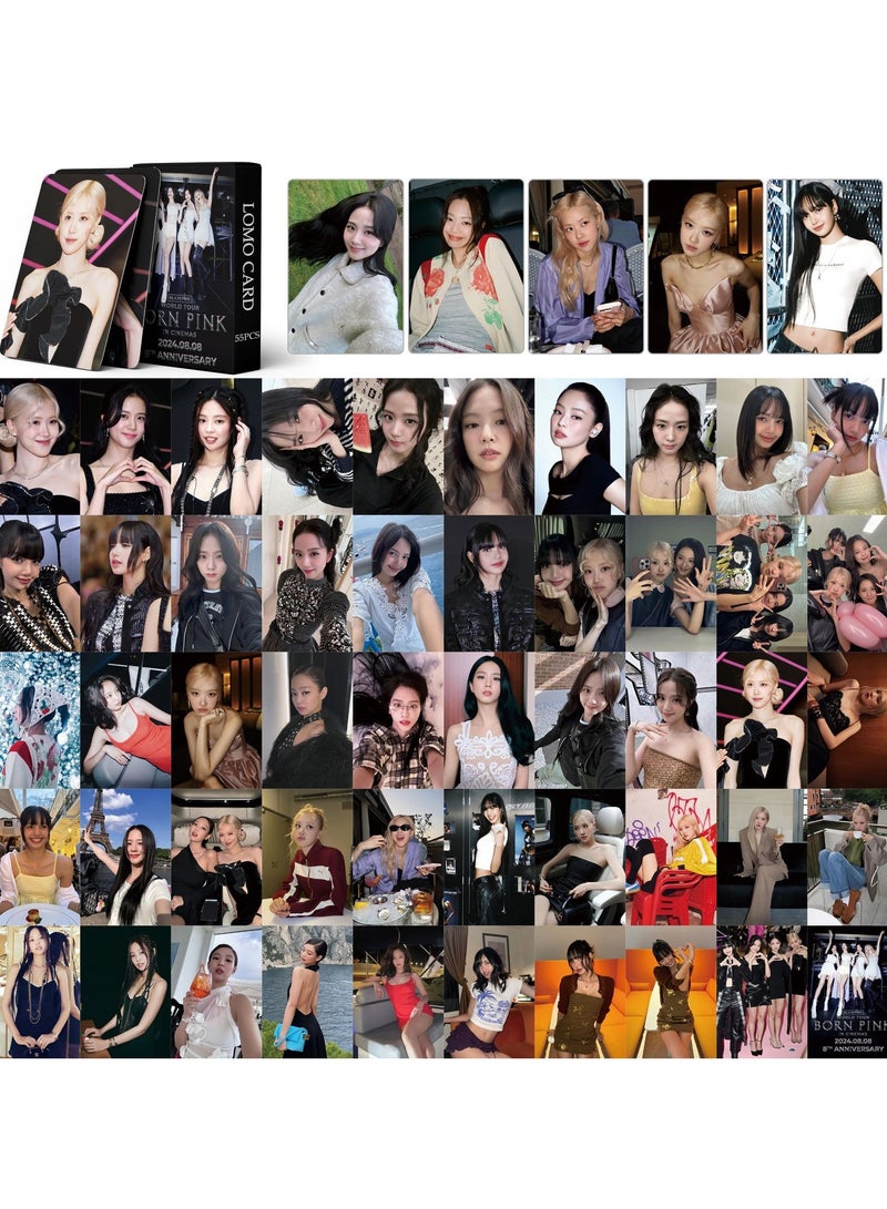 55 Piece BLACKPINK 8TH JISOO JENNIE LISA ROSE Lomo Card