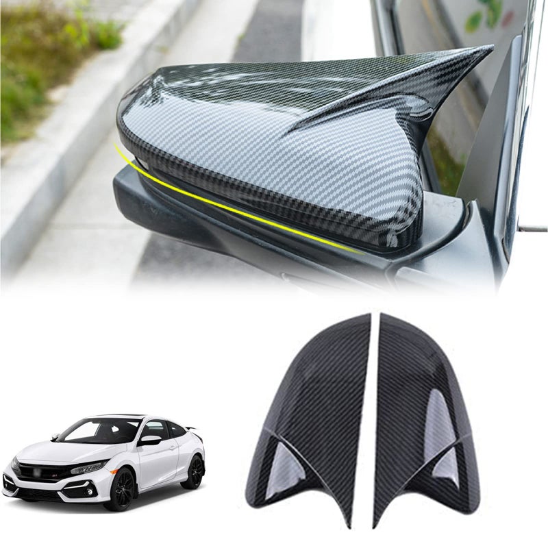 Lotcesfun Rearview Mirror Cover Compatible with Honda Civic 10th Gen 20162021 ABS Material Ox Horn Door Side Mirror Trim Cover Carbon Fiber 2 Pcs