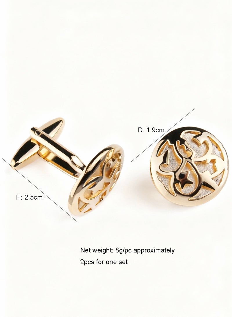 Cufflinks, Golden Hollowed-out Design Cufflinks, 2 PCS for One Set Premium Copper Jewelry Specially Design for Men's Shirt Wedding Business Gift with Delicate Package Box. - Image 3