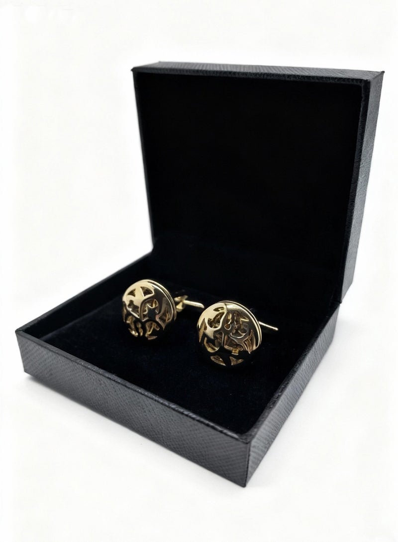 Cufflinks, Golden Hollowed-out Design Cufflinks, 2 PCS for One Set Premium Copper Jewelry Specially Design for Men's Shirt Wedding Business Gift with Delicate Package Box. - Image 5