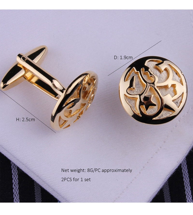 DB Innov. Cufflinks, Golden Hollowed-out Design Cufflinks, 2 PCS for One Set Premium Copper Jewelry Specially Design for Men's Shirt Wedding Business Gift with Delicate Package Box. - Image 3