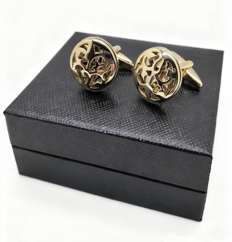 DB Innov. Cufflinks, Golden Hollowed-out Design Cufflinks, 2 PCS for One Set Premium Copper Jewelry Specially Design for Men's Shirt Wedding Business Gift with Delicate Package Box. - Image 4
