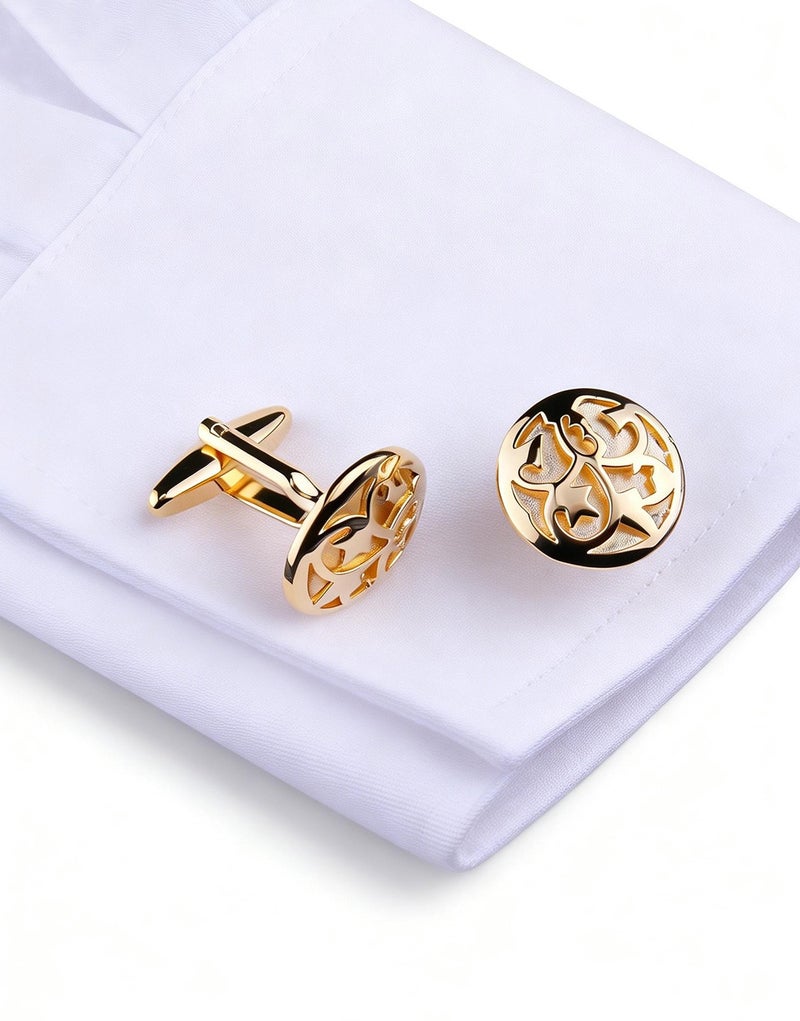 DB Innov. Cufflinks, Golden Hollowed-out Design Cufflinks, 2 PCS for One Set Premium Copper Jewelry Specially Design for Men's Shirt Wedding Business Gift with Delicate Package Box. - Image 2