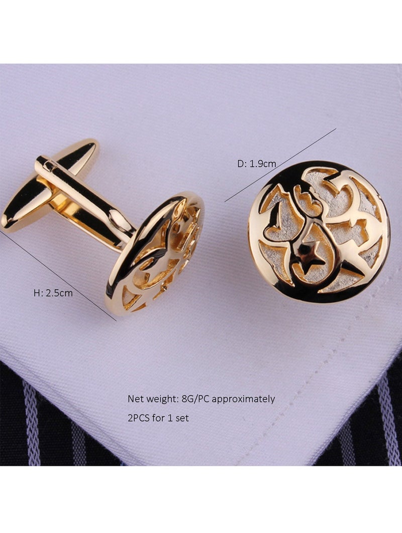 DB Innov. Cufflinks, Golden Hollowed-out Design Cufflinks, 2 PCS for One Set Premium Copper Jewelry Specially Design for Men's Shirt Wedding Business Gift with Delicate Package Box. - Image 4