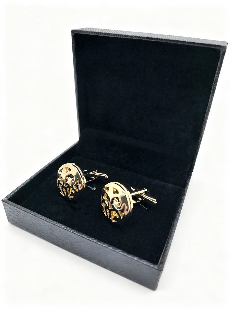 DB Innov. Cufflinks, Golden Hollowed-out Design Cufflinks, 2 PCS for One Set Premium Copper Jewelry Specially Design for Men's Shirt Wedding Business Gift with Delicate Package Box. - Image 5