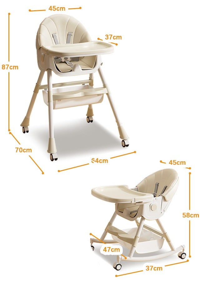 Portable 2 In 1 Baby High Chair with Adjustable Legs Convertible Compact Light Weight Highchair