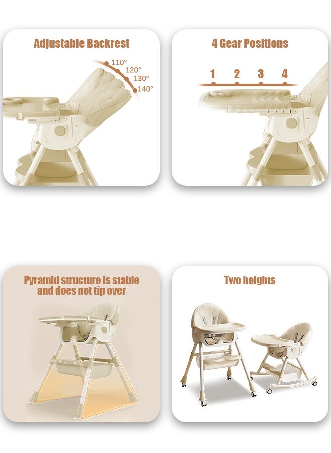 Portable 2 In 1 Baby High Chair with Adjustable Legs Convertible Compact Light Weight Highchair