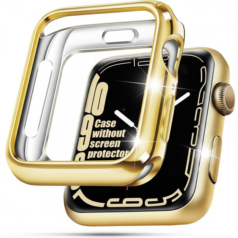 top4cus 42mm Case Soft Flexible Lightweight Anti-Scratch Overall Protective 42mm Iwatch Cover Case Shiny Shockproof Bumper Compatible with Apple Watch Series 3/2/1 - Gold - Image 1