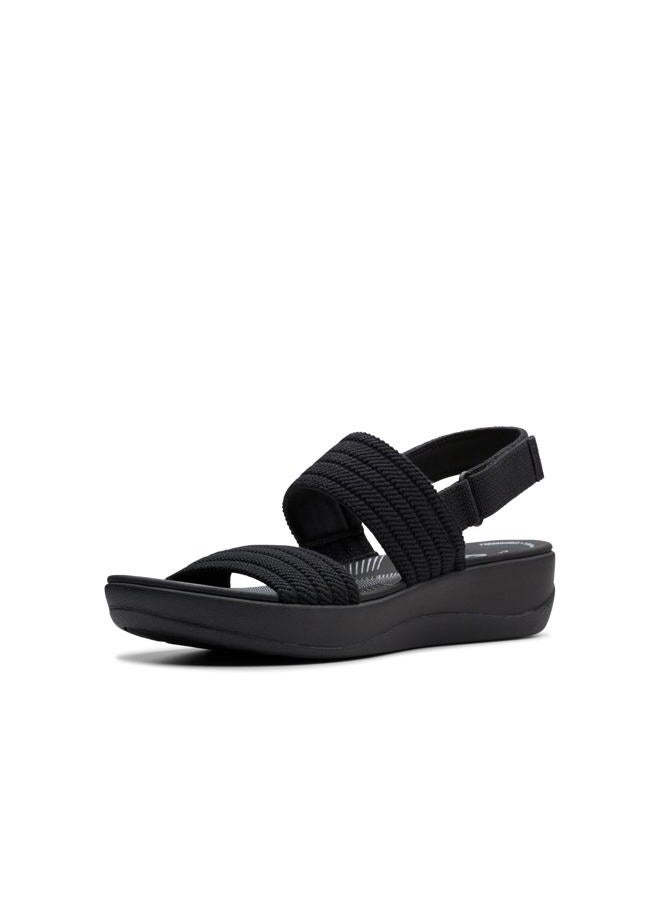clarks Women's Arla Stroll Flat Sandal, Black Textile, 9.5 - Image 1