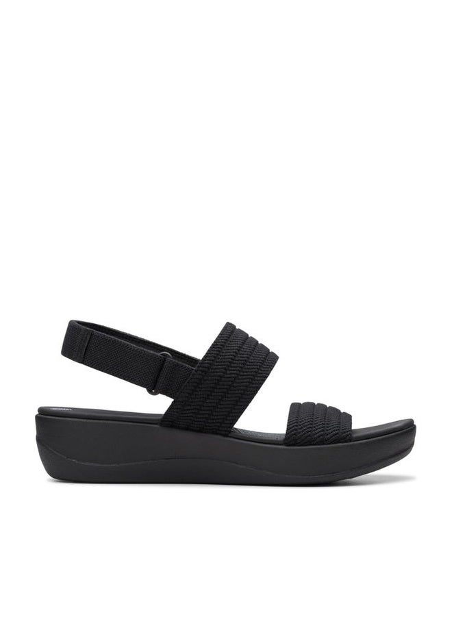 clarks Women's Arla Stroll Flat Sandal, Black Textile, 9.5 - Image 1