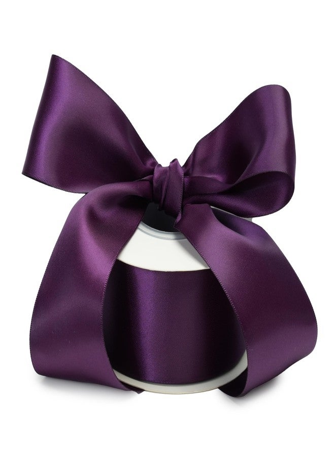 DINDOSAL Plum Ribbon 2 Inch Thick Double Face Satin Ribbon for Gift Wrapping Wedding Decor Bridal Bouquet Shower Party Decorations DIY Crafts Diaper Cake Christmas Tree - 25Yards - Image 1