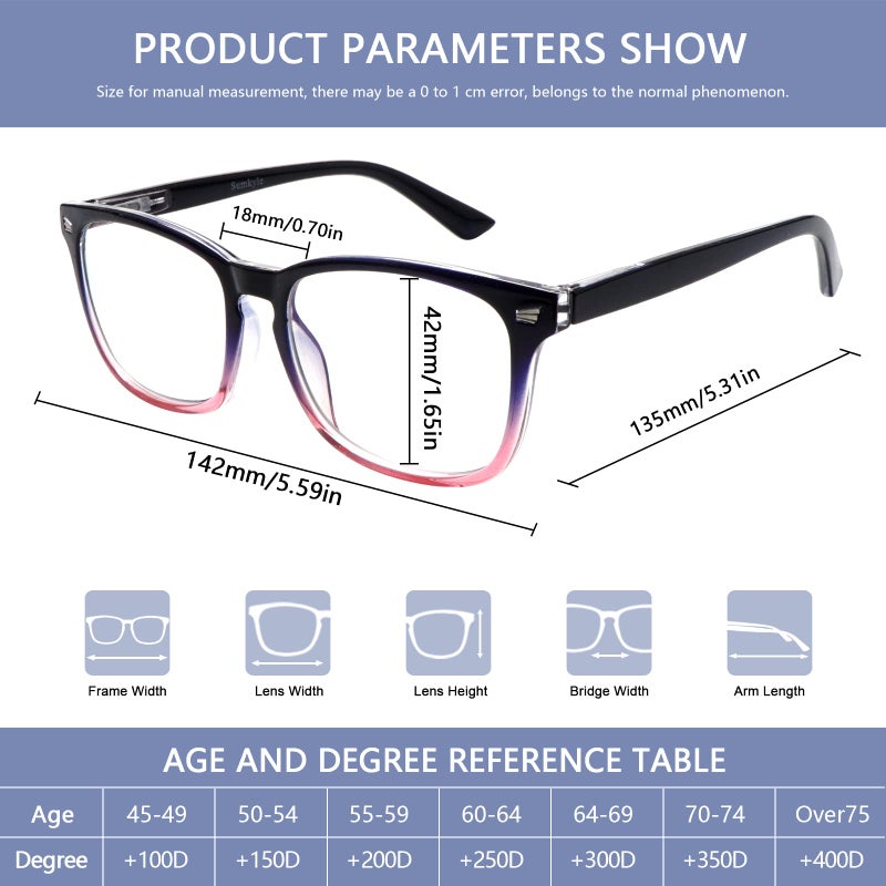 Sumkyle 3 Pack Progressive Multifocal Reading Glasses for Women Men Blue Light Blocking Computer Glasses Spring Hinge Readers(3 Mix C3, 1.50) - Image 2