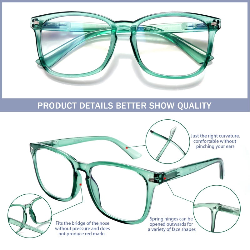 Sumkyle 3 Pack Progressive Multifocal Reading Glasses for Women Men Blue Light Blocking Computer Glasses Spring Hinge Readers(3 Mix C3, 1.50) - Image 4