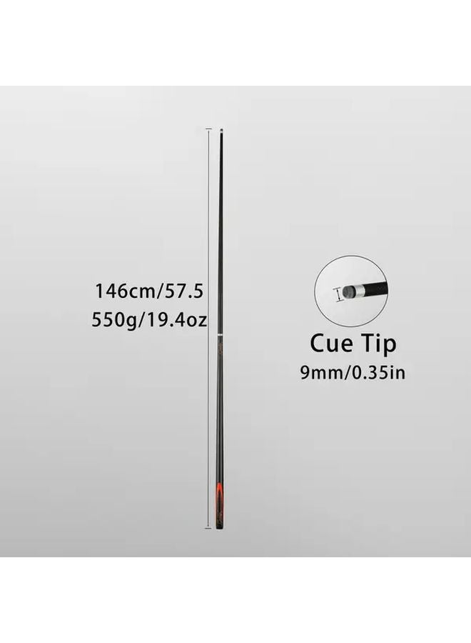 عصا البلياردو القابلة للفصل من ألياف الكربون الأسود 2 في 1 مع طرف جلدي 9 ملم لبطولة البار المنزلي - Image 3